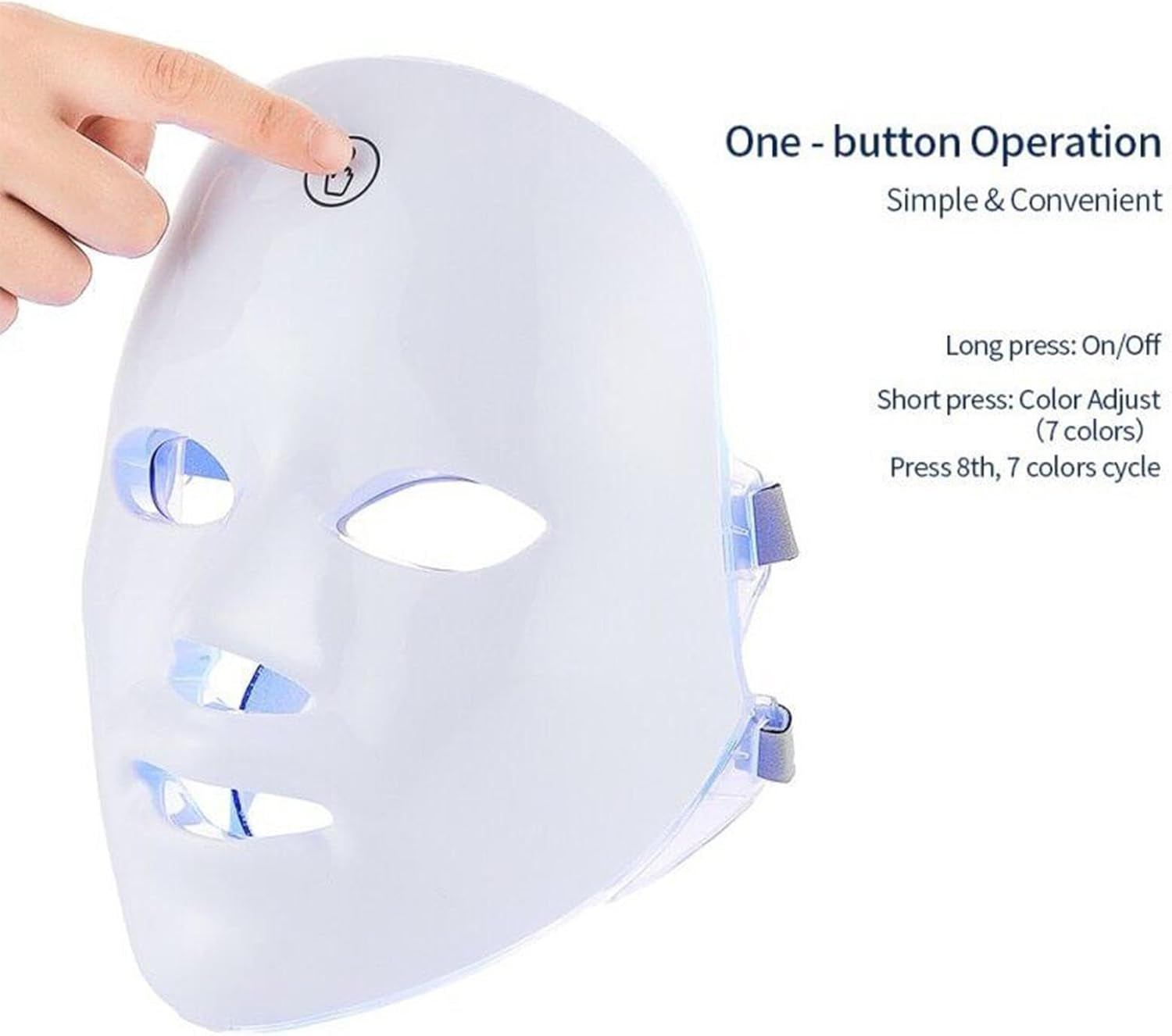 Masque LED Pour Le Visage,Soins De La Peau Avec Masque LED - Masque De Soin De La Peau Du Visage À Lumière LED 7 Couleurs - Masque De Beauté LED Rechargeable Pour Usage Domestique, Out De