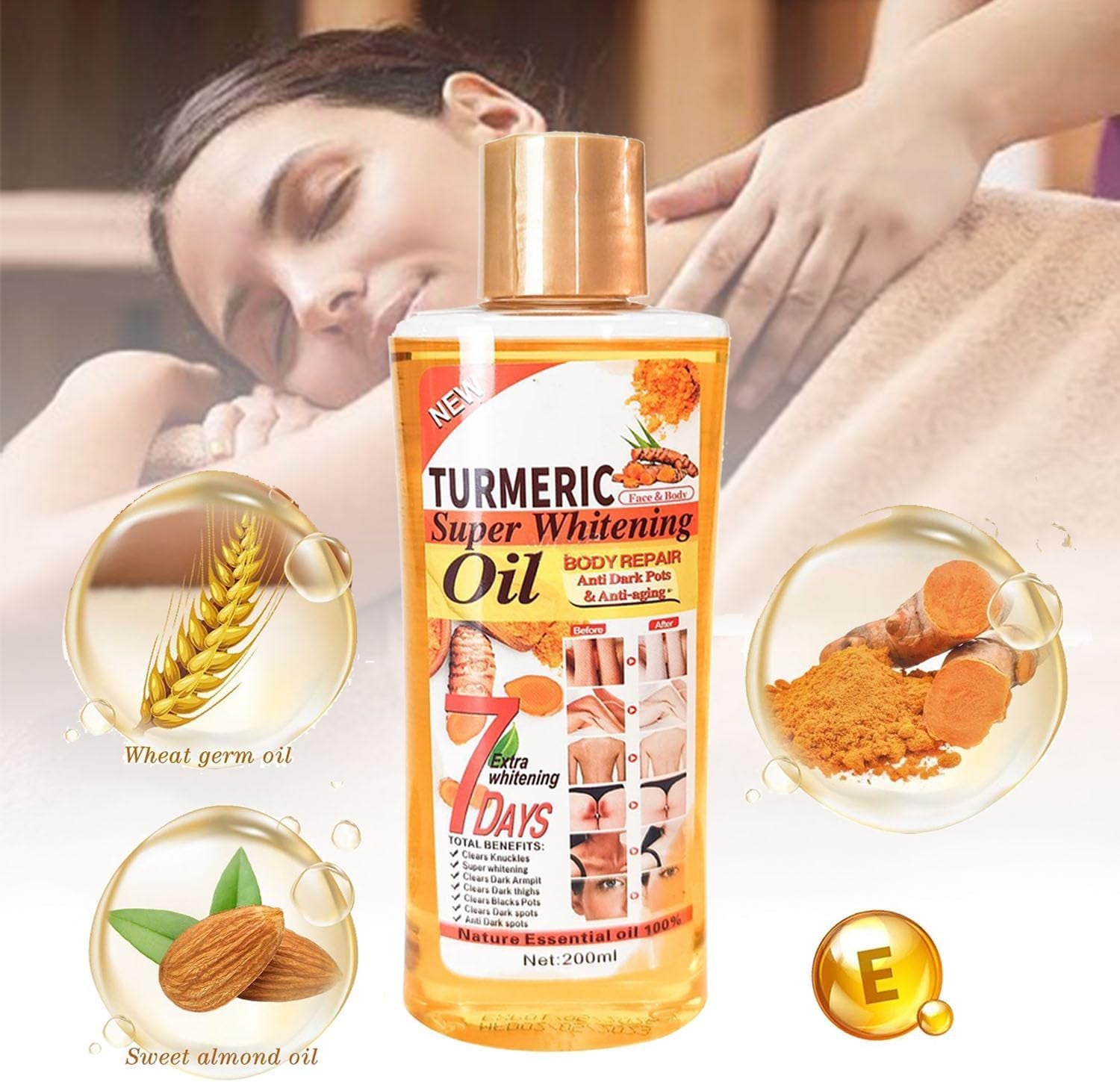 Huile Soft 7, Huile De Curcuma Soft 7, Huile Soft7, Barre De Savon Au Miel Et Au Curcuma Soft 7, Huile De Curcuma Pour La Peau, Huile Corporelle Veetgold, Huile Corporelle Au Curcuma (1PCS)