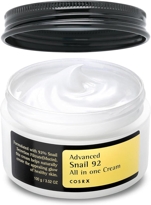 Advanced Snail 92% All in One Cream 100 Ml | Crème Hydratante Avec Bave D'Escargot | Pour anti Rides Peaux D'Acné Et Peau Sèche Soins Pour Le Visage De Jour Femme | Coréen Korean Skincare