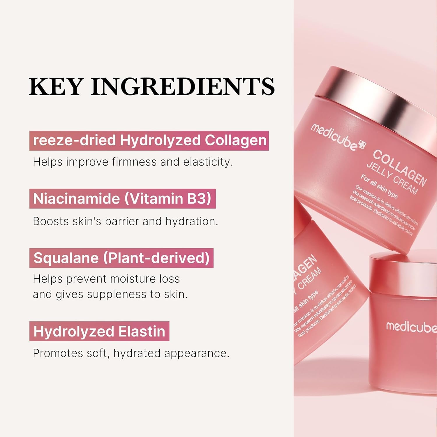 Crème À La Gelée De Collagène - Niacinamide Et Collagène Hydrolysé Lyophilisé - Augmente L'Hydratation De La Barrière De La Peau Et Donne Un Aspect Brillant Et Lifté 24H